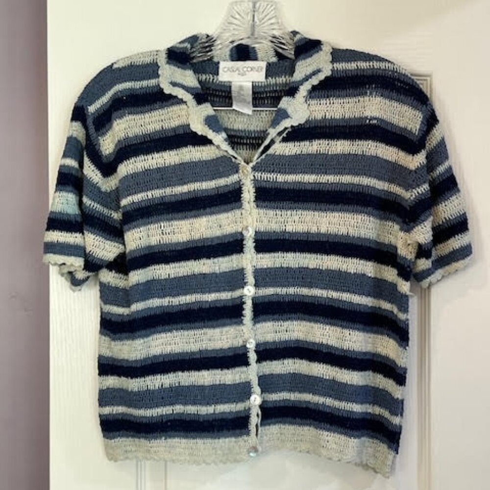 Vintage Cropped Silk Crochet Sweater